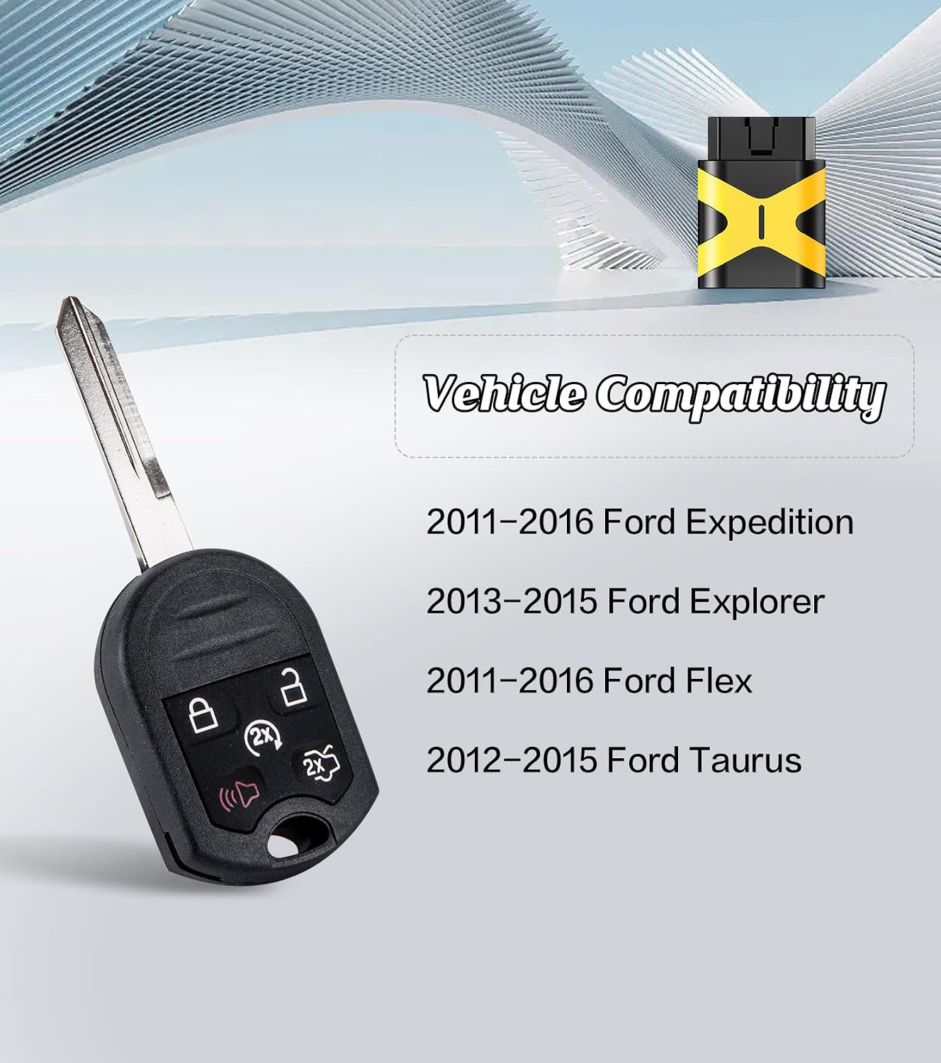 Uncut Keyless Entry Remote 5 Button Self Programmable Key Fob Replacement for 2011-2016 Ford Expedition/Flex/2013-2015 Ford Explorer with FCC: CWTWB1U793 (single DIY Programming Remote)