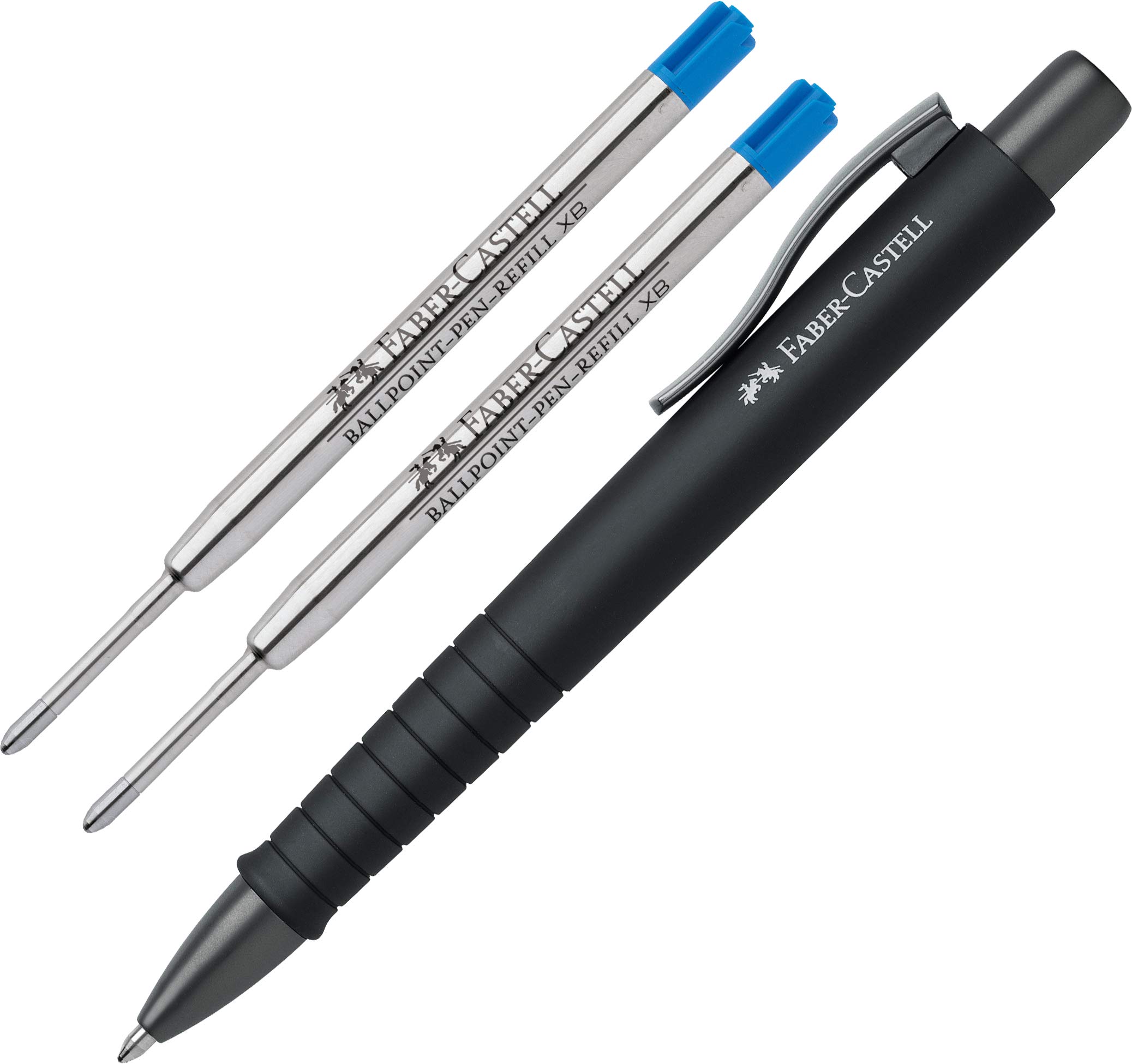 Faber-Castell - Poly Ball XB ballpoint pen (urban all black + 2 XB blue refills). โ image 1