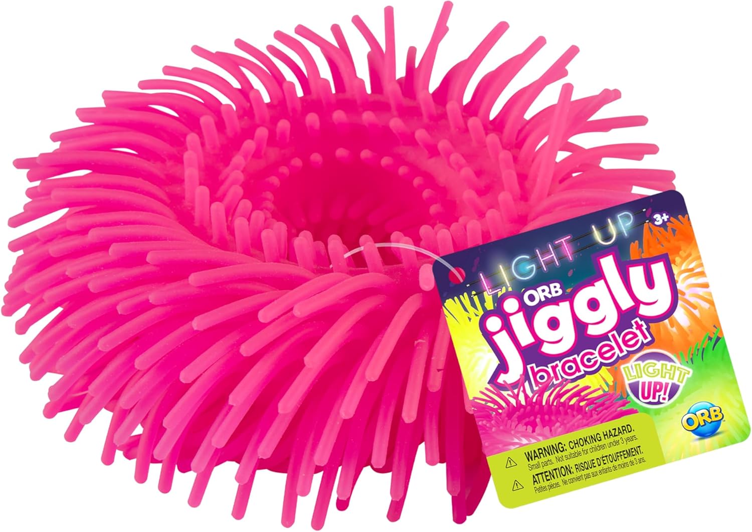 ORB Curiosities Light Up Jiggly Bracelet 4 Pack - Light Up These Wearable Squishy, Stretchy, Flexible, Fashionable Fidget / Sensory Bracelets for Kids & Adults - Soft, Tactile, Colorful Wrist Bands