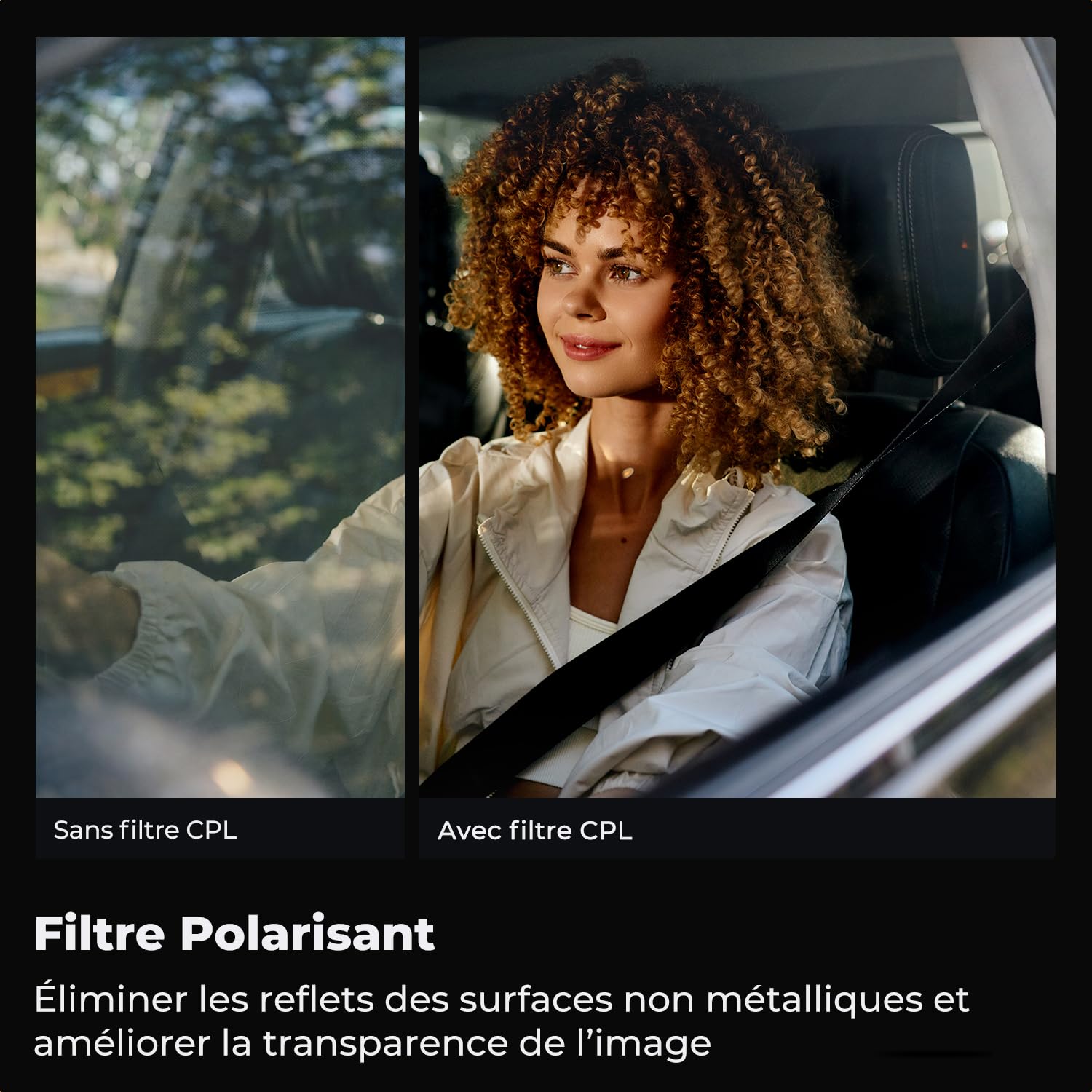 K&F CONCEPT Filtre Polarisant CPL 72mm Circulaire + Bouchon d'Objectif + Chiffons de Nettoyage en Microfibre + Élastique Multi-Couches pour Appareil Photo-K Série