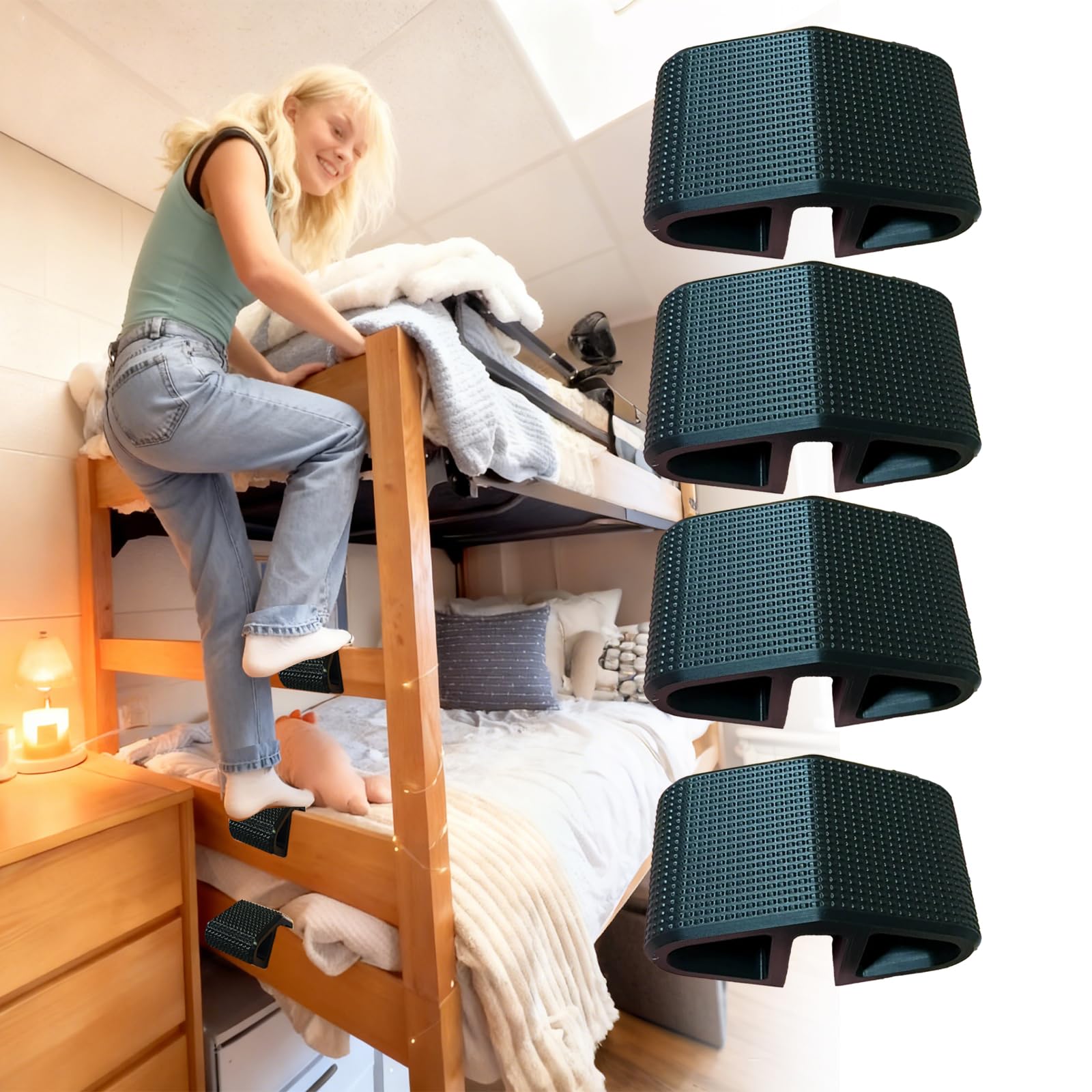 4 pcs Dorm & Bunk Bed Ladder Foot Support,loft Steps for College Dorm beds