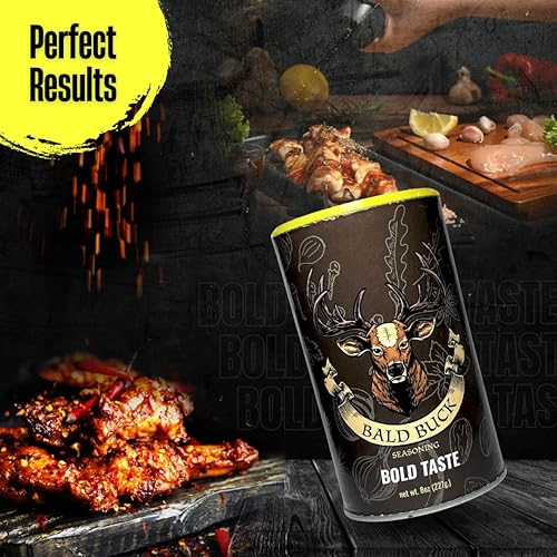 Vista 11 de Bald Buck Paquete de 2 condimentos, 8 onzas (1 sabor audaz + 1 quema lenta) condimento para pollo BBQ Rib Rub Condimento y frote para barbacoa