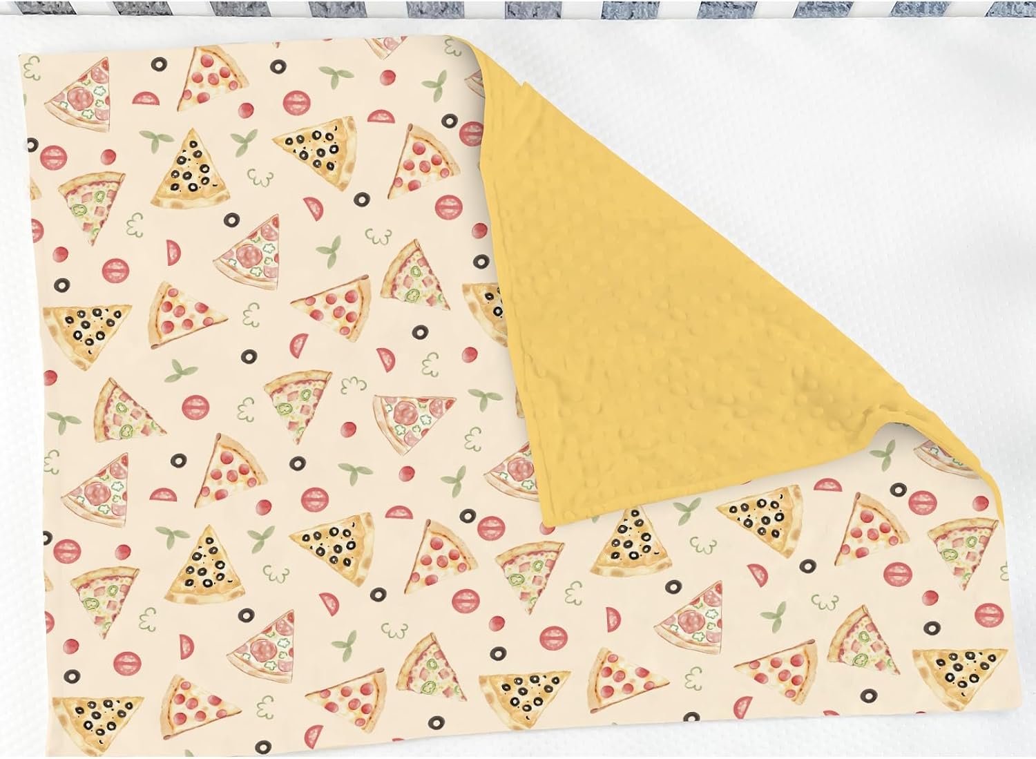 Watercolor Pizza Party Baby Blankets for Girl Boy Cute Pizzas Plants Soft Mink Dotted Backing Double Layer Swaddle Receiving Blanket Pizza Lovers Gift Bed Throws for Newborn Toddler Crib 30x40 image 3