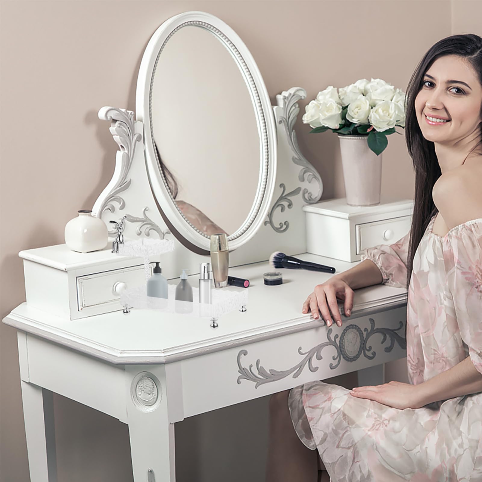 Amosfun Estante de Exhibición de Cosméticos Soporte de Maquillaje Organización para Maquillaje Organizador de Maquillaje Cosmético