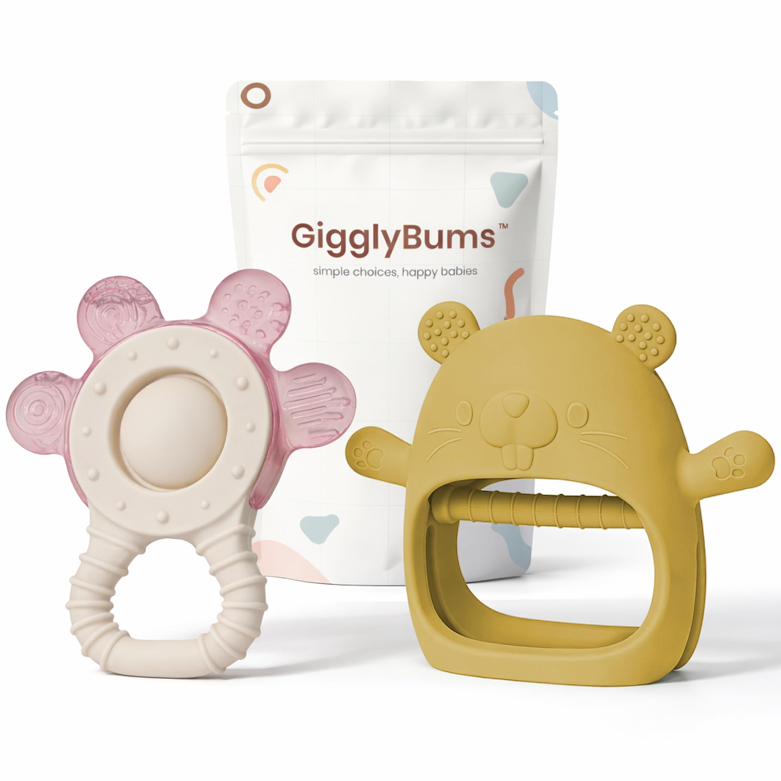 Baby Teether Set 3+ Months – Silicone & Water-Filled Cooling Teether 2-Pack, BPA-Free Sensory Teething Toys, Easy Grip, Sore Gum Relief – Baby Shower-Gift-Ready by GigglyBums — view 9
