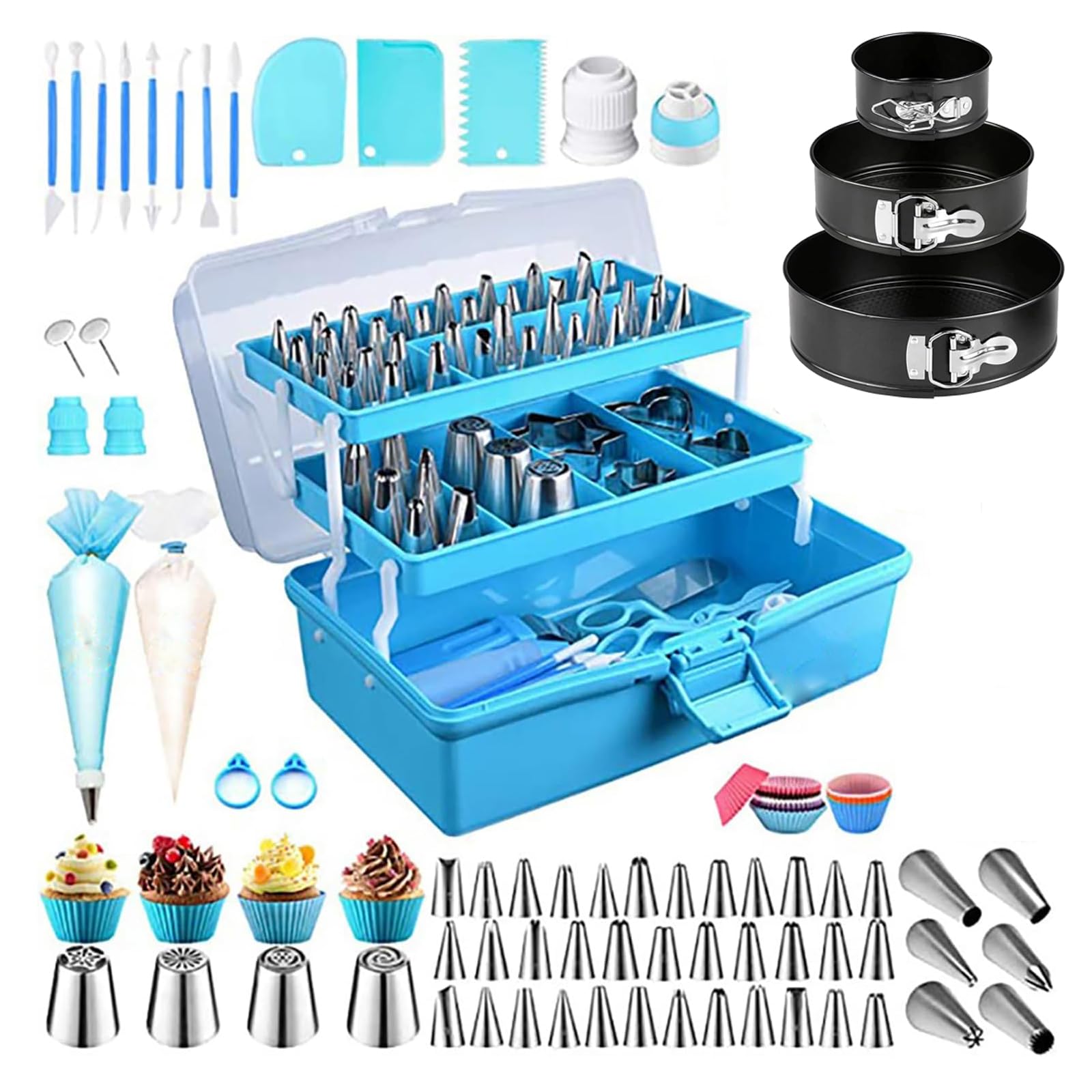 Kit di 236 Pezzi per Decorare Torte: Beccucci per Glassa E sac à Poche, Strumenti per Decorare Cupcake E Biscotti con Custodia, per Principianti E Professionisti.