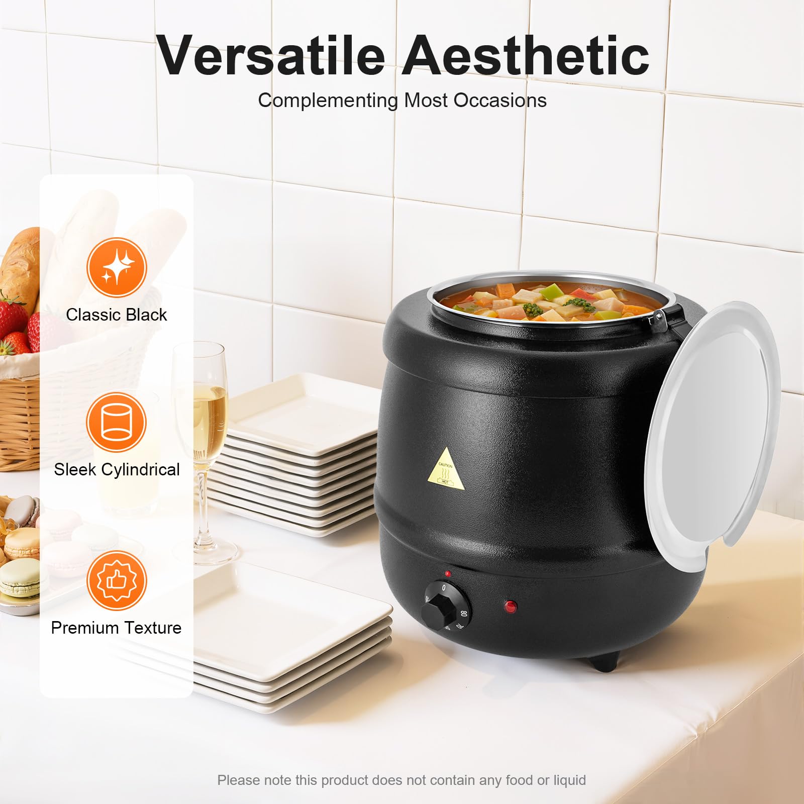 Suppentopf, elektrisch, 10 l, elektrischer Suppentopf, Suppenkessel, Behälter innen, Edelstahl, für Saucen, kommerzielle und private Restaurants