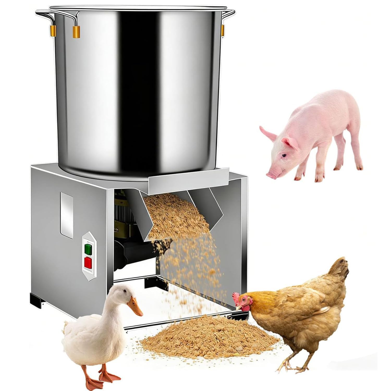 Procesador de alimentos comercial, picador de verduras eléctrico de 1800 W, 50-120 kg/h, 3500 RPM, acero inoxidable engrosado, entrada de alimentación de gran diámetro, para alimentación animal