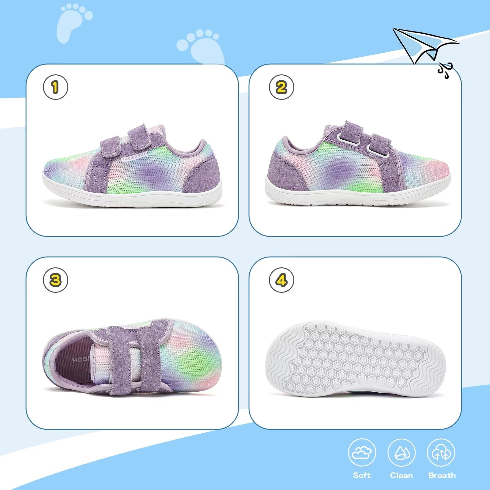 HOBIBEAR Kids Calzado Descalzo Ancho para niños niñas Outdoor Trail Running Minimalist Walking Shoes