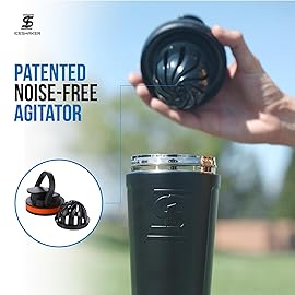 Ice Shaker Insulated Stainless Steel Shaker Bottle | 36oz, Summer | Cold for 30+ Hours | Insulated Cup with Twist-on Agitator | Odor-Free Bottle for Protein Shakes, Water, Smoothies, Cocktails