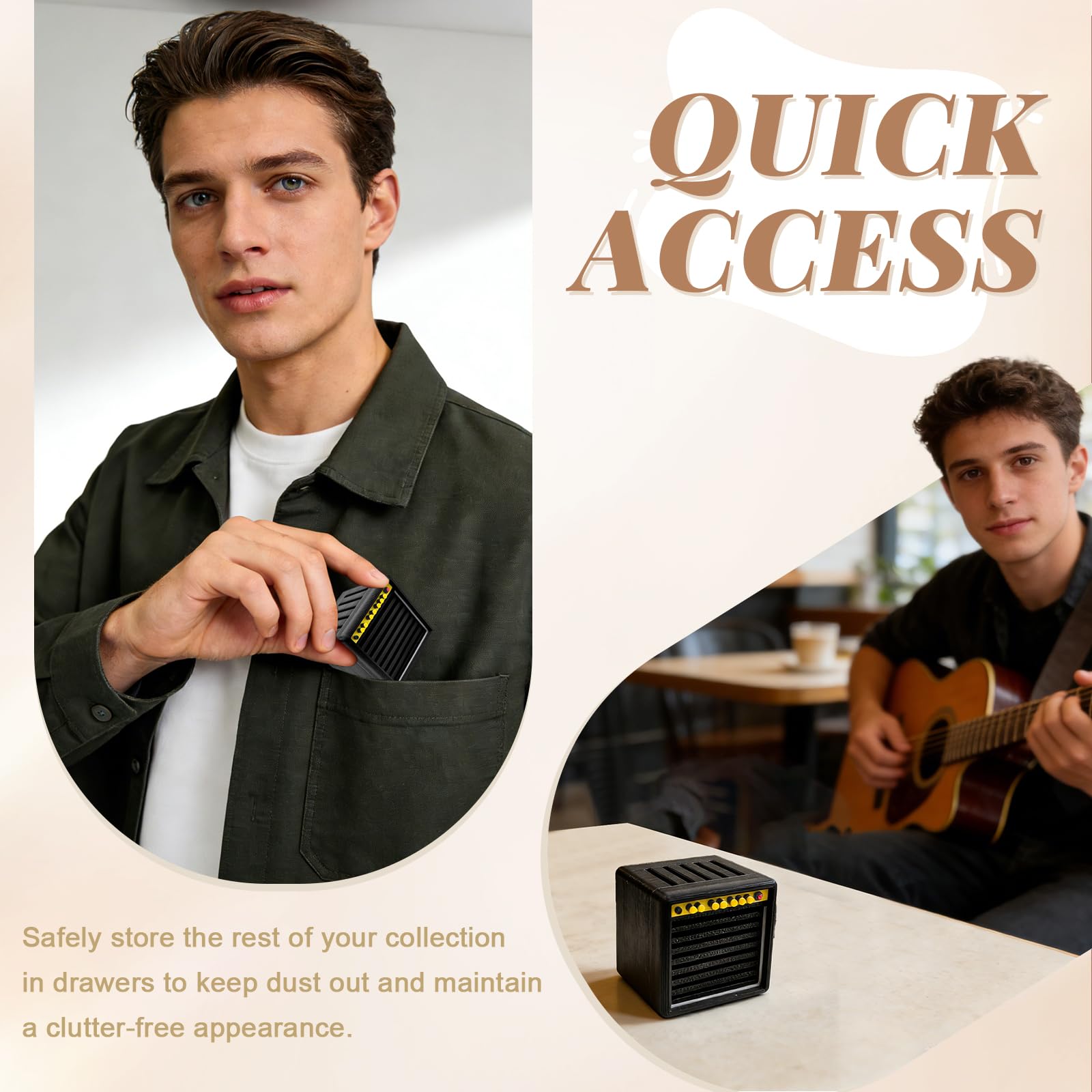 Boite Mediator Guitare avec 5 Mediators, Mini Accessoire Guitare en PLA Imprimé en 3D, Guitar Accessoires Set de Rangement pour Médiators Destiné aux Guitaristes et Mélomanes(Noir)