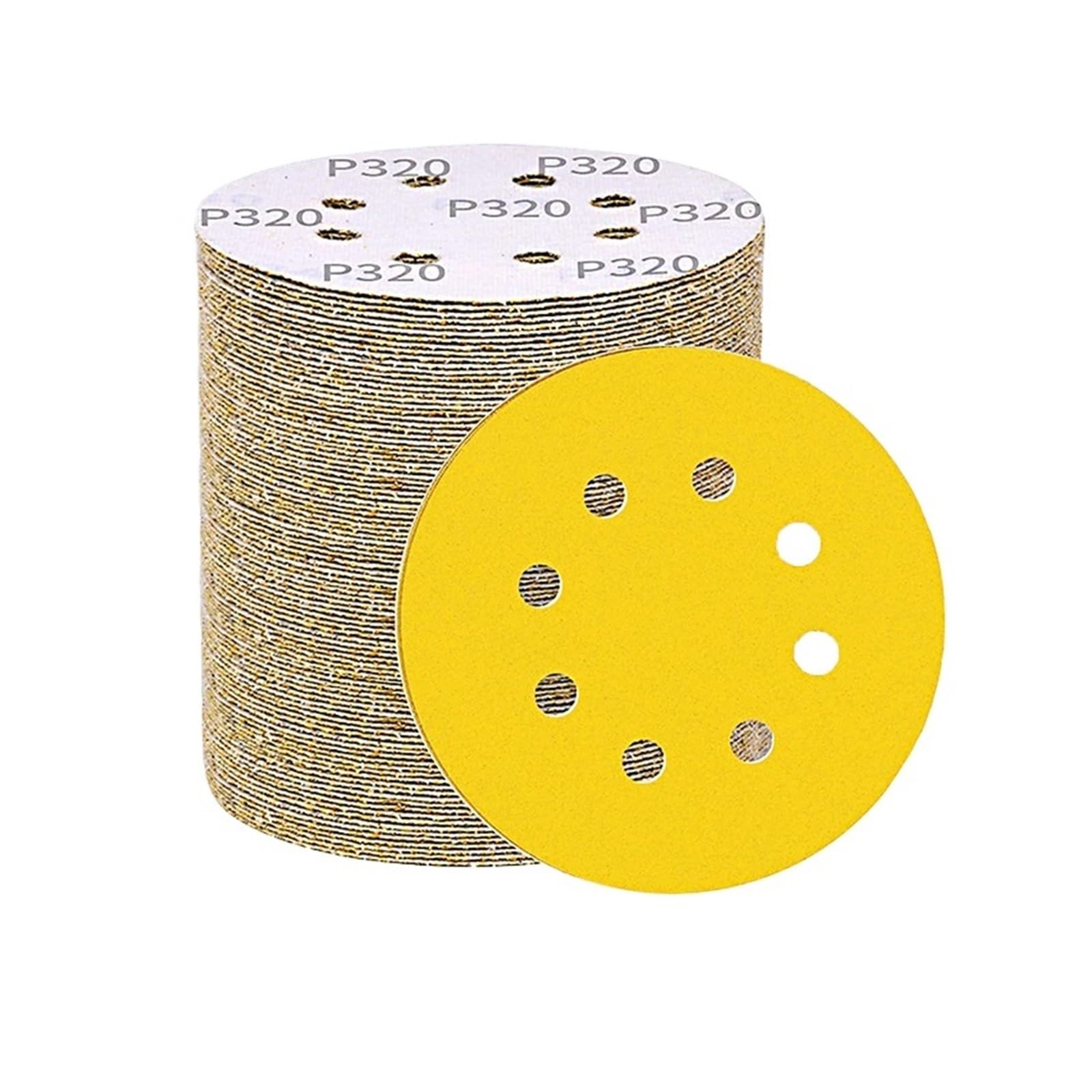 100 pezzi di carta vetrata gialla da 125 mm e 5 pollici, 8 fori, for dischi abrasivi, smerigliatrice, macchina, lavorazione del legno, metallo, disco abrasivo, lucidatura per Levigatrice(180)