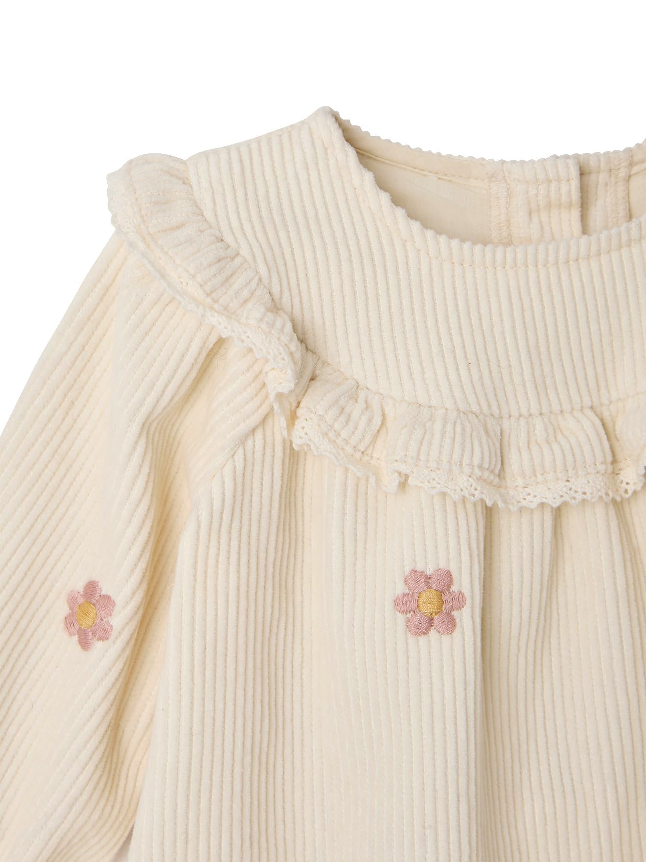 Vertbaudet Baby-Set aus Cord-Kleid mit Blumenstickerei und Strumpfhose
