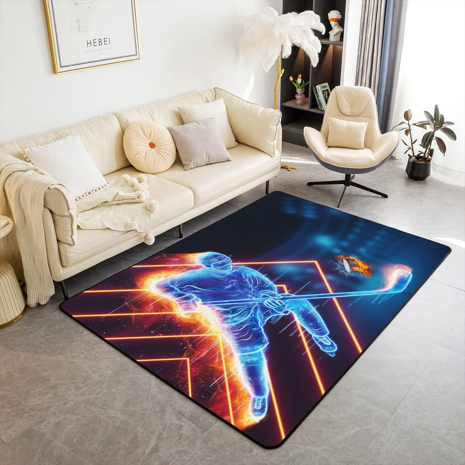 Tapis rouge et bleu pour dynamiser la décoration du salon et de la chambre