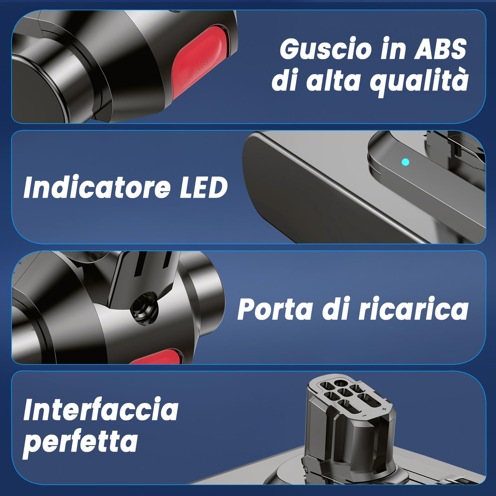 Batteria per Dyson V12, Batteria per V12Detect Slim/Absolute/Fluffy SV46 965470-01 394167-1 386706-85 (Non compatibile con SV12)