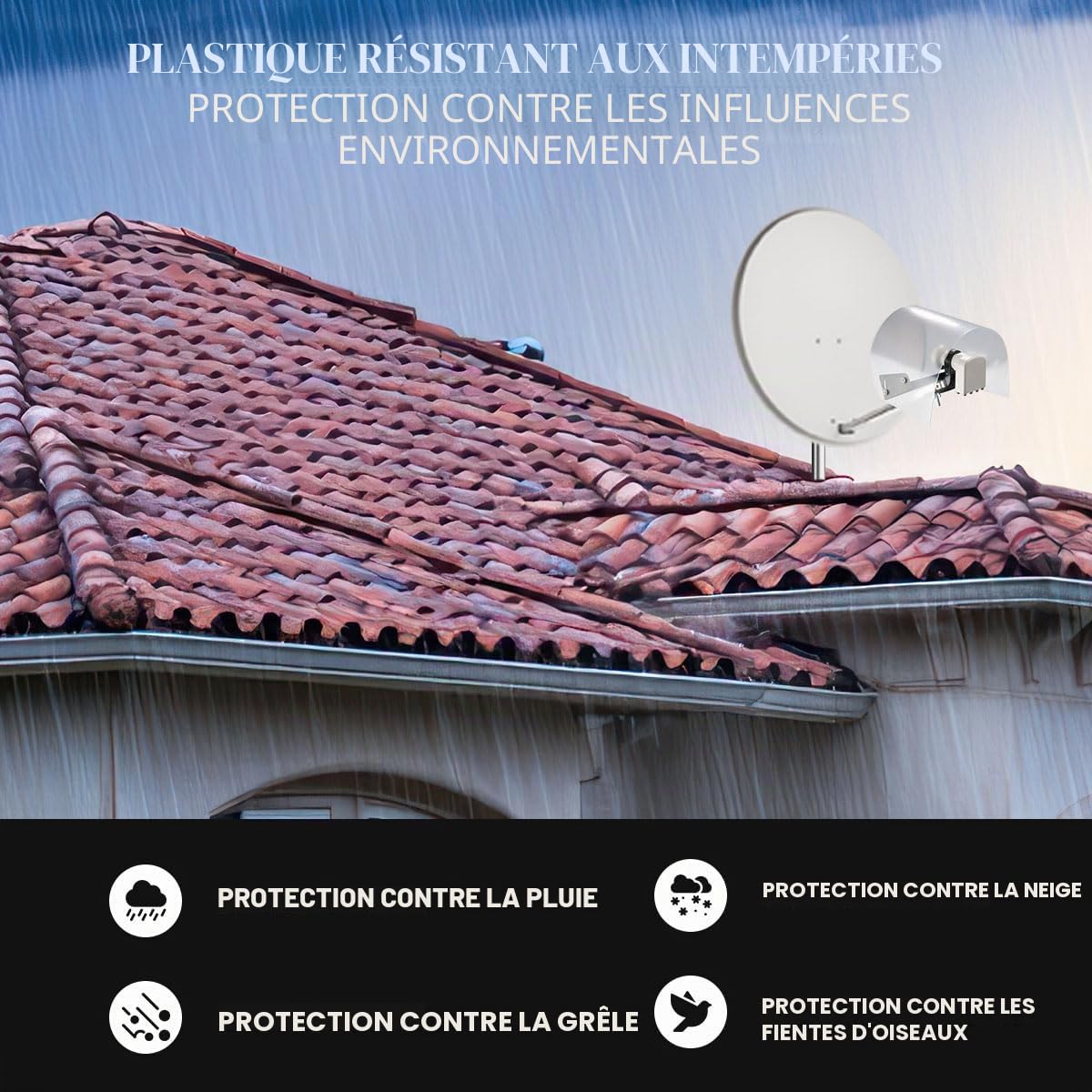 GSS LNB Capuchon de protection contre les intempéries pour 1 LNB, LMB Capuchon de protection contre la grêle, la neige, la pluie