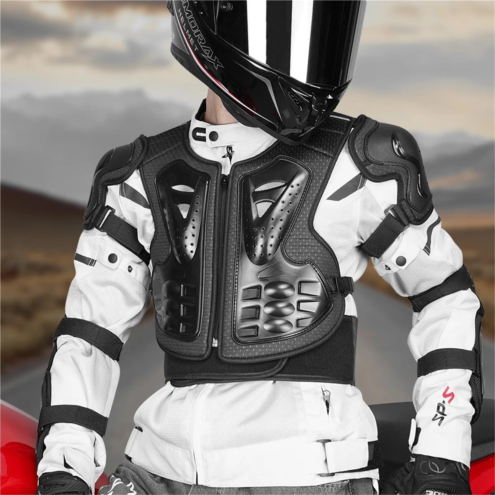Moto Accessoires Moteur Garde Armure de Moto pour hommes, veste de Protection complète du corps, équipement de Protection pour Motocross Enduro Pare-Chocso(MC1019 Armor Auit-BK)