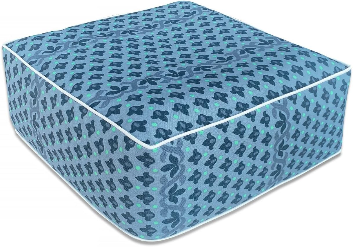 Outdoor Inflatable Footstool Ottoman Cover Blue Square 23x9 Inch Patio Foot Stools and Ottomans Cover Only