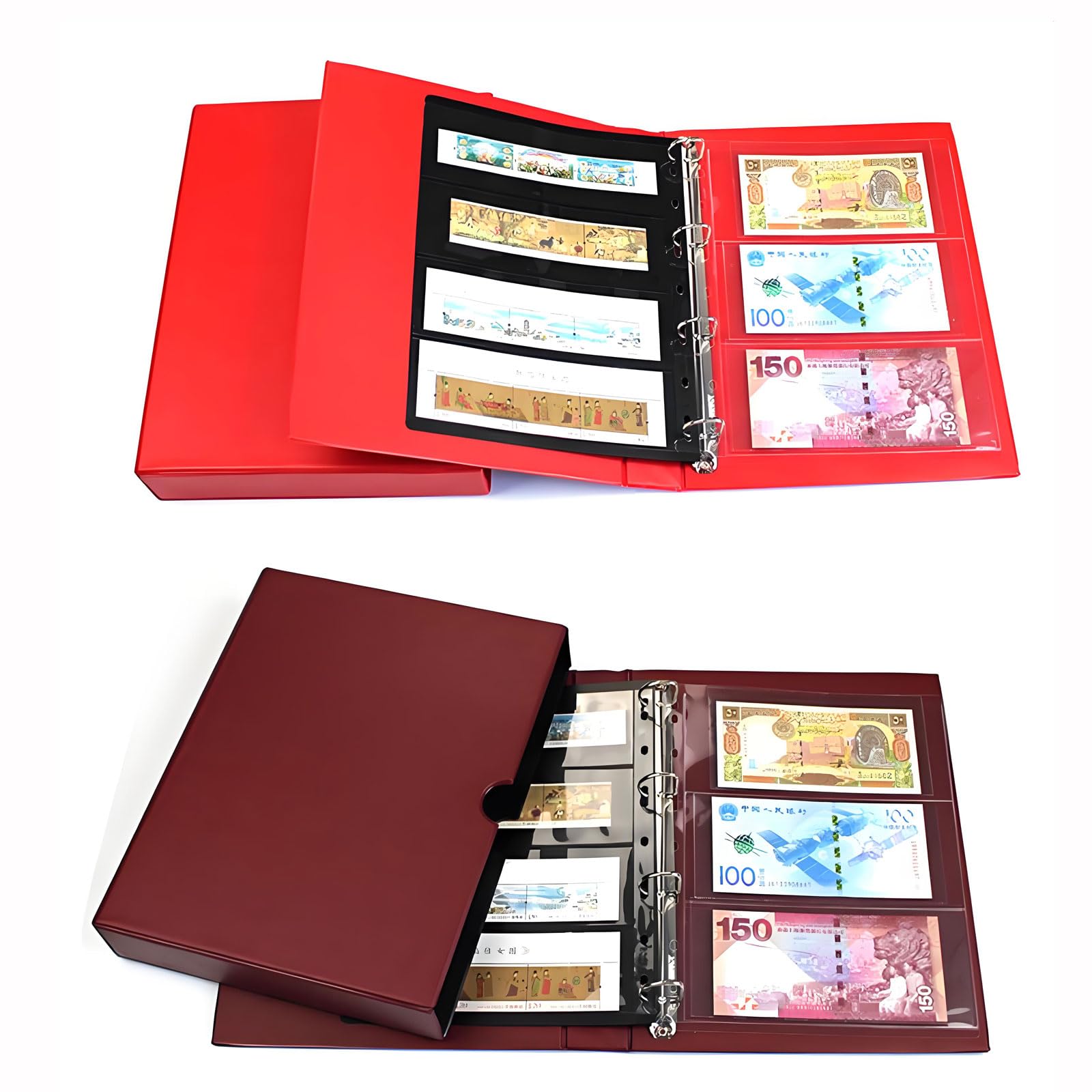 Album Sellos clasificador Sellos Nostalgia Clasificador Sellos 20 paginas Negro Album numismático Universal Soportes de Sellos para Papel,Dinero,Fotos,colector