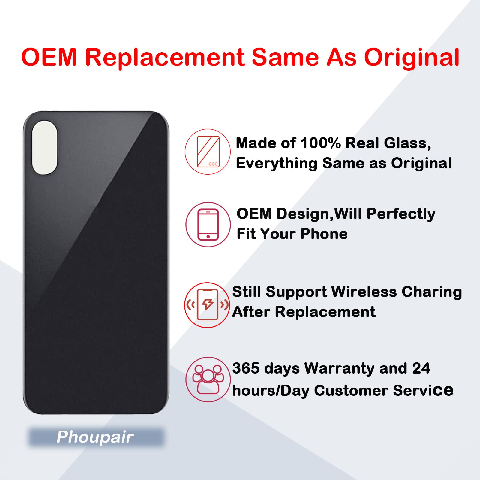 Amazon.com: Phoupair OEM Rear Back Glass Replacement for