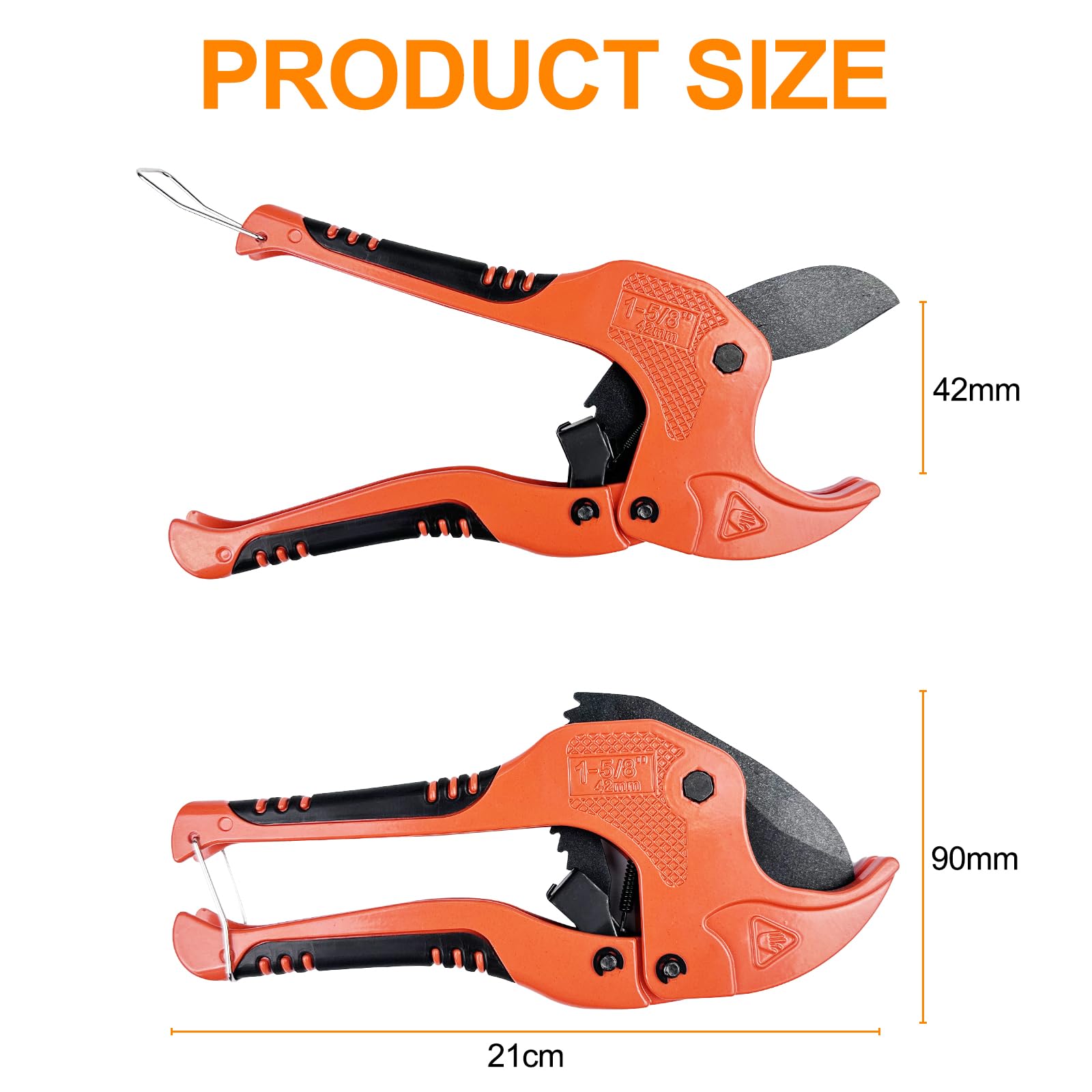 Traxenta Tagliatubi in PVC 42 MM, Taglia Tubi Plastica, Tagliatubi Multistrato, Tagliatubi a Cricchetto, Cesoie per Tubi in Plastic, Utensile da Taglio per Il Taglio di Tubi in Plastica, PVC e PEX