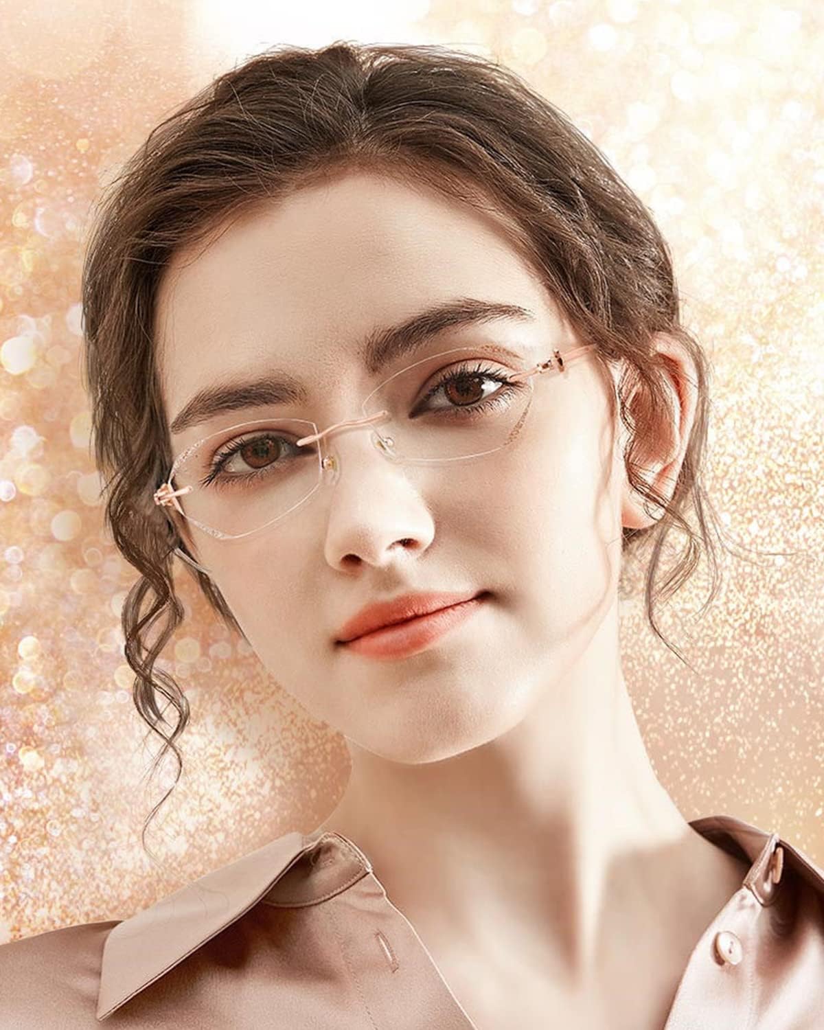 TERAISE Frameless Reading Glasses For Women With Blue Light Blocking,Fashion Diamond Cutting Rimless Eyeglasses - Image 6