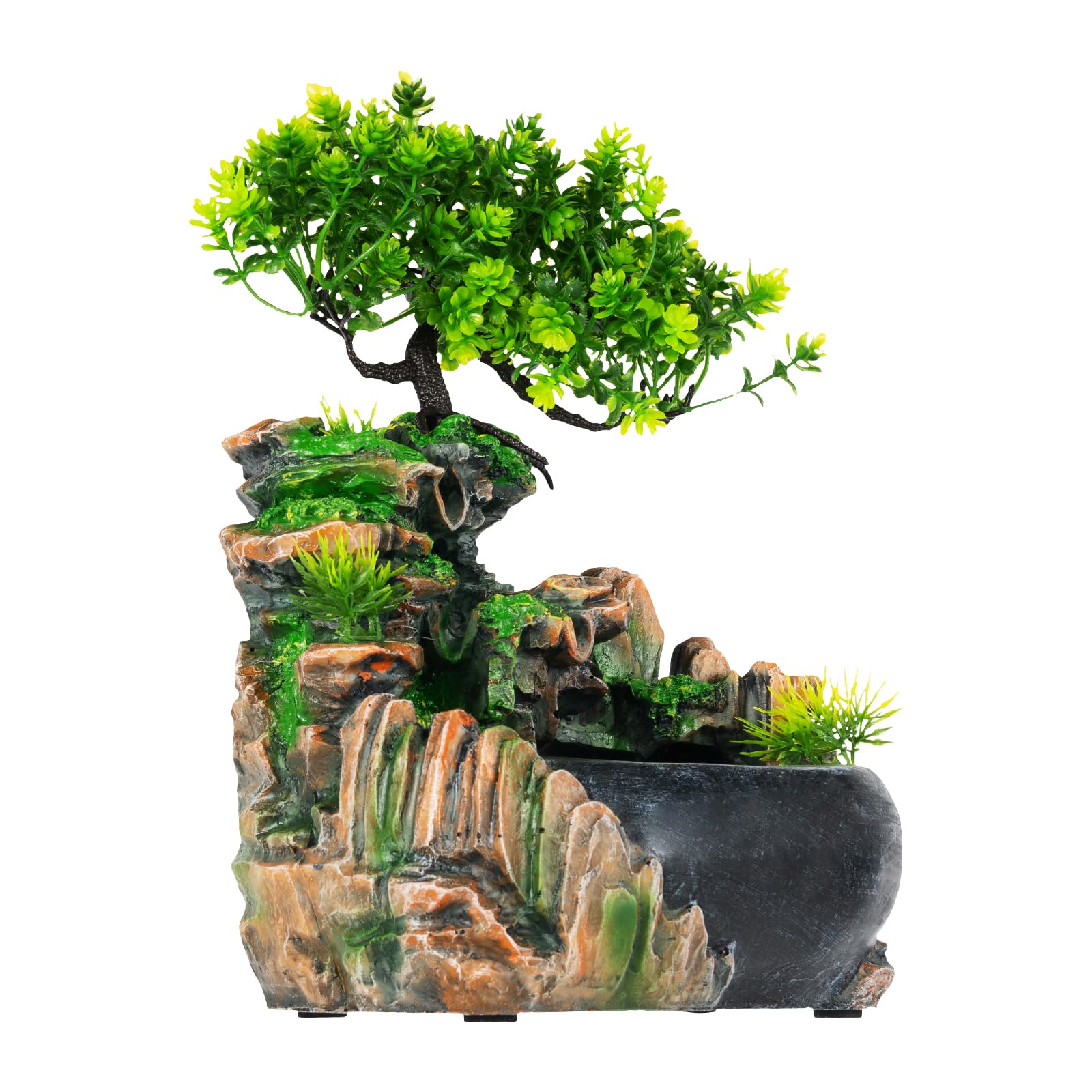 Fontana da tavolo con paesaggio roccioso artificiale, decorazione rocciosa zen e decorazione in pietra, fontana rocciosa antistress, con circolazione dell'acqua, per scrivania, soggiorno, ufficio e