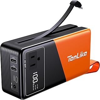 Large Power Bank for Camping Essentials Portable Power Station 99.9Wh Small Electric Generator Lithium Battery with 110V 80W Rated 120W Peak AC Plug in Output 60W Type-C Home Backup Outdoor Emergency