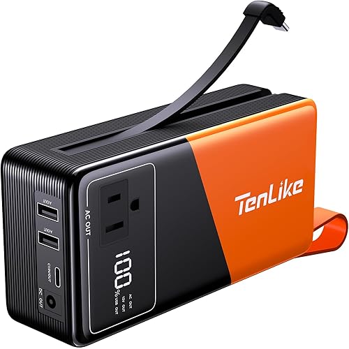 Large Power Bank for Camping Essentials Portable Power Station 99.9Wh Small Electric Generator Lithium Battery with 110V 80W Rated 120W Peak AC Plug in Output 60W Type-C Home Backup Outdoor Emergency