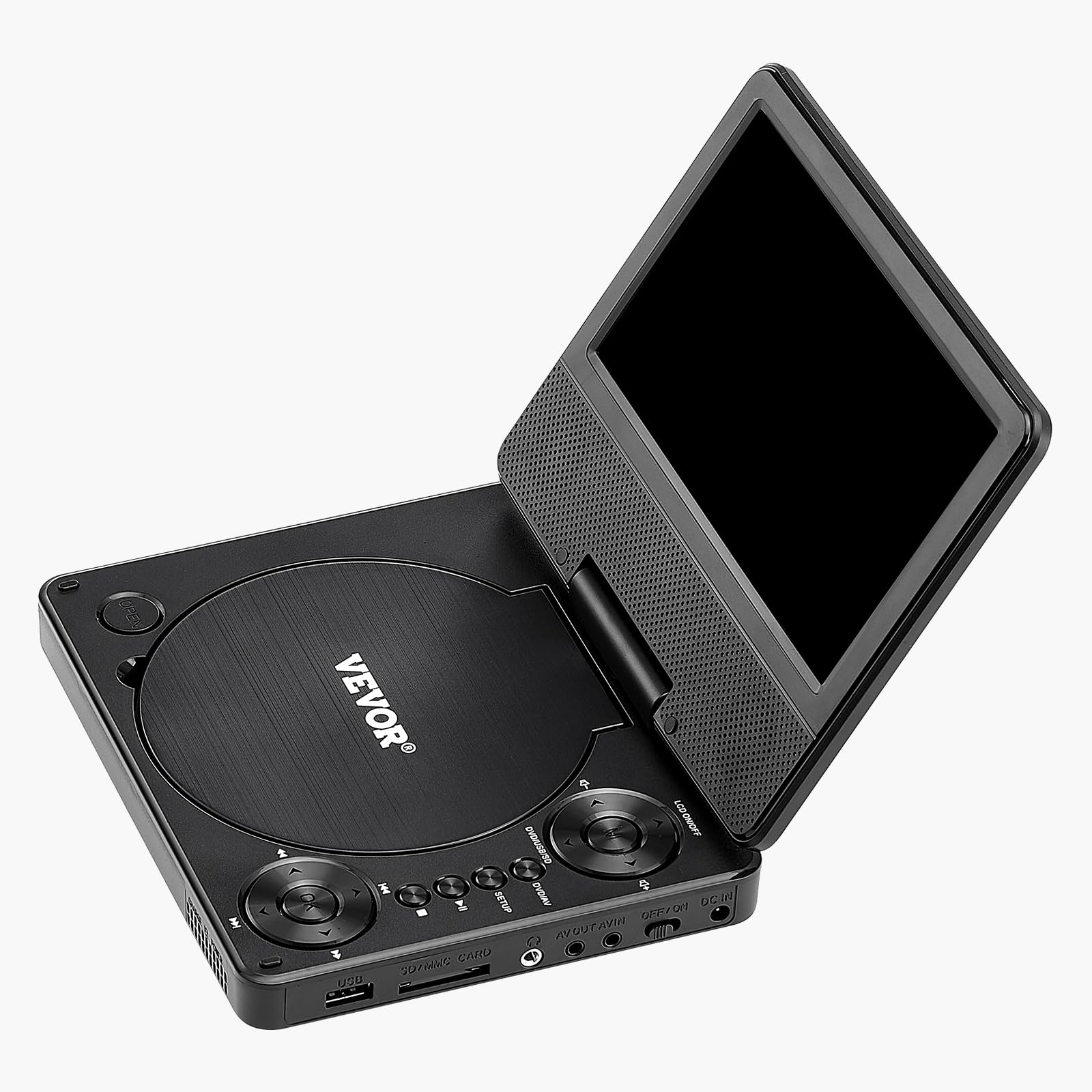 VEVOR Lettore DVD Portatile, Schermo HD Girevole da 7 pollici, Batteria Ricaricabile Integrata con Durata di 4 Ore, Altoparlante Doppio, Supporto Sincronizzazione TV/USB/Scheda SD/CD/DVD