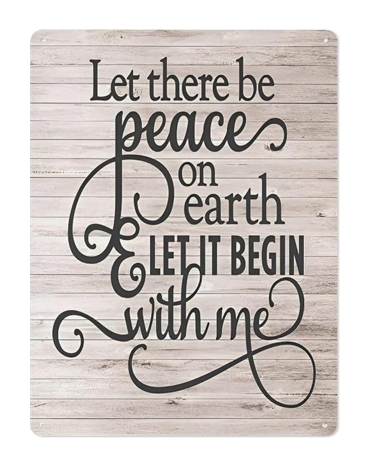 MQXFCZUX Inspirational Home Decor Metal Tin Sign Featuring Let There Be Peace On Earth Quote Rustic Wall-Art Gift Idea 8 X 12 inch