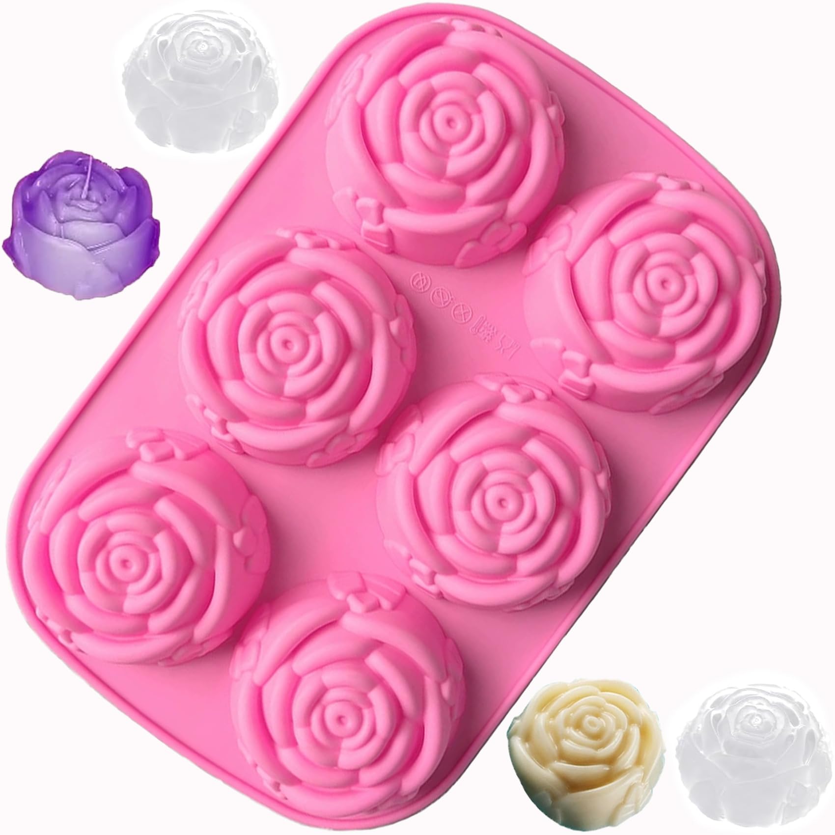 Rose Ice Cube Tray, 6 Cavity Silicone Flower Shaped Ice Cube Mold