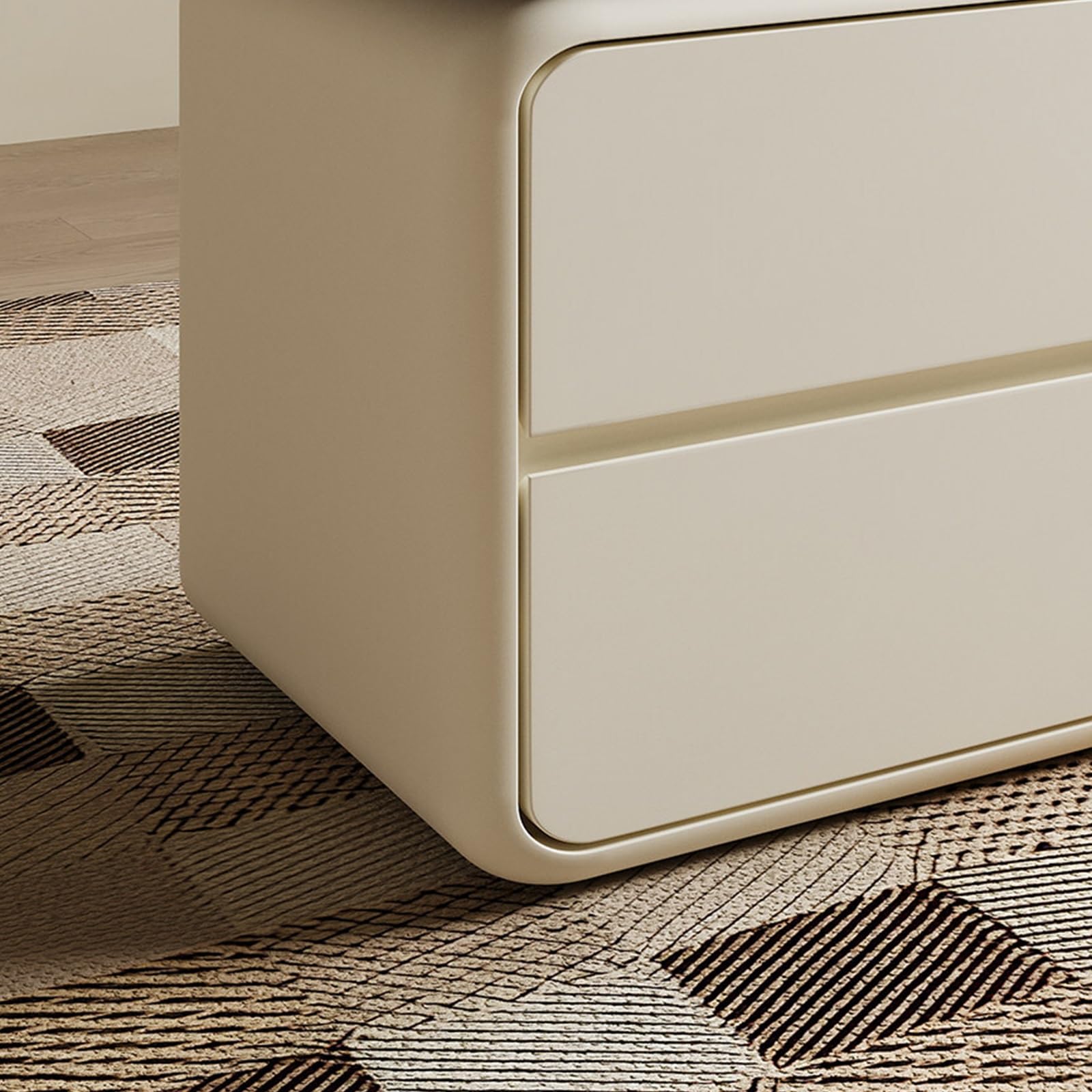 Versatile Comodino Shape con maniglia nascosta a doppio cassetto