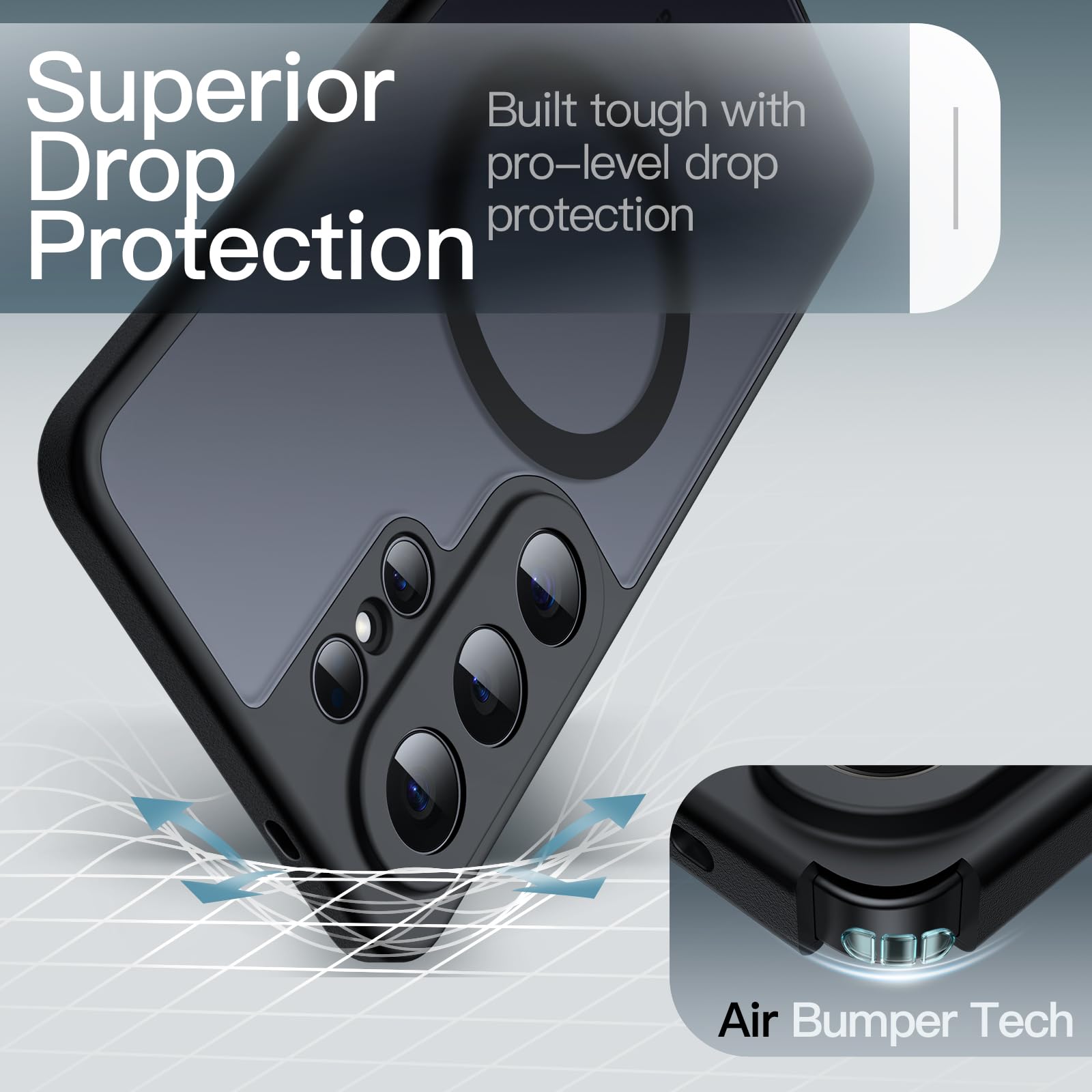 JETech Cover Magnetica per Samsung Galaxy S26 Ultra, Compatibile con MagSafe, Protezione Completa dell'Obiettivo della Fotocamera, Custodia Antiurto con Retro Opaco Traslucido (Nero)