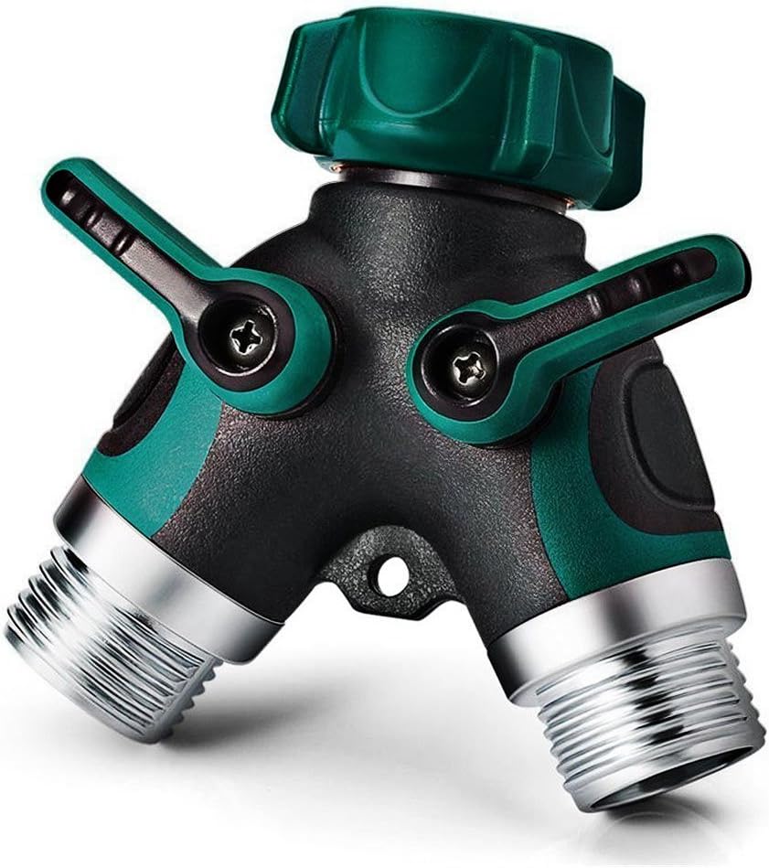 2 Way Y Hose Connector, NEX Garden Faucet Splitter Metal Body with