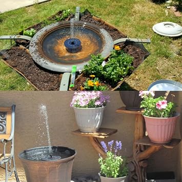2 Pack Solar Fountain, Solar Powered Bird Bath Fountain Pump with 4 Nozzles 1.4W Solar Panel Kit Water Pump, Outdoor Watering Submersible Pump for Pond, Pool, Garden, Fish Tank