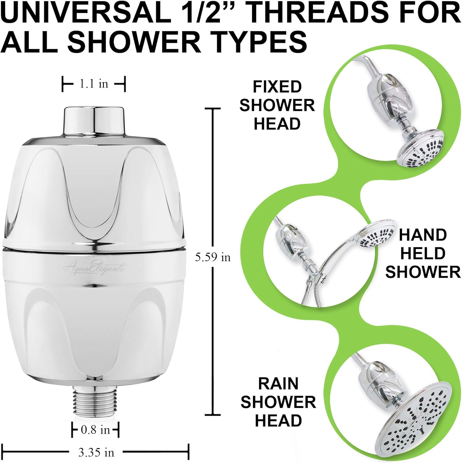 6 Function Handheld Bundle + Filter + Arm - High Pressure Hand Held Showerhead With Mount And Stainless Steel Hose + Filter To Remove Chlorine + Shower Arm And Flange, 2.5 GPM - Chrome
