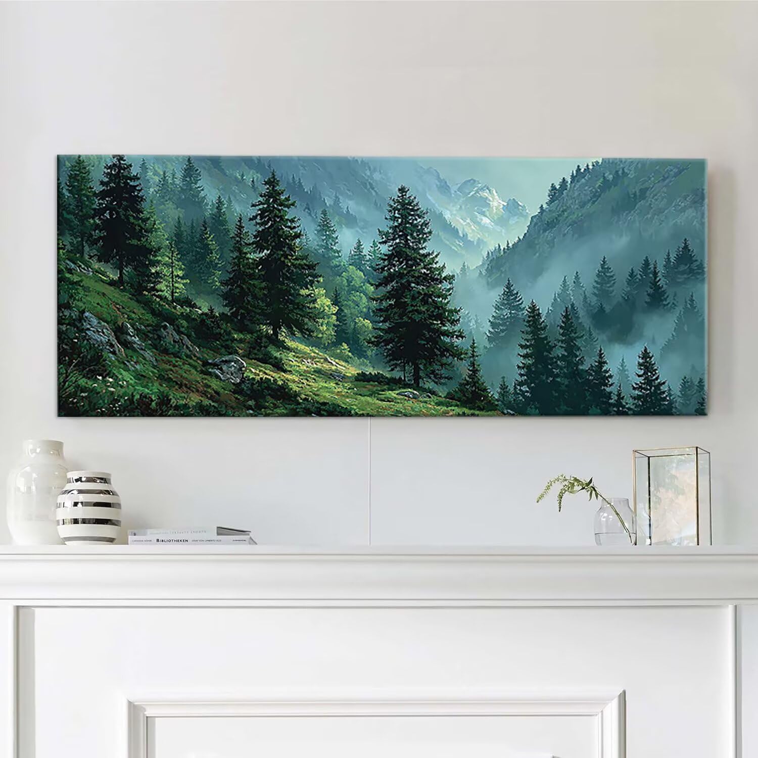 Malen nach Zahlen Erwachsene Waldlandschaft - Paint by Numbers Adult Mit 4 Pinseln und Acrylfarbe - DIY Handgemalt Ölgemälde Kit für Geschenke, Wanddeko und kreative Freizeit Geschenk 120x60cm x-734
