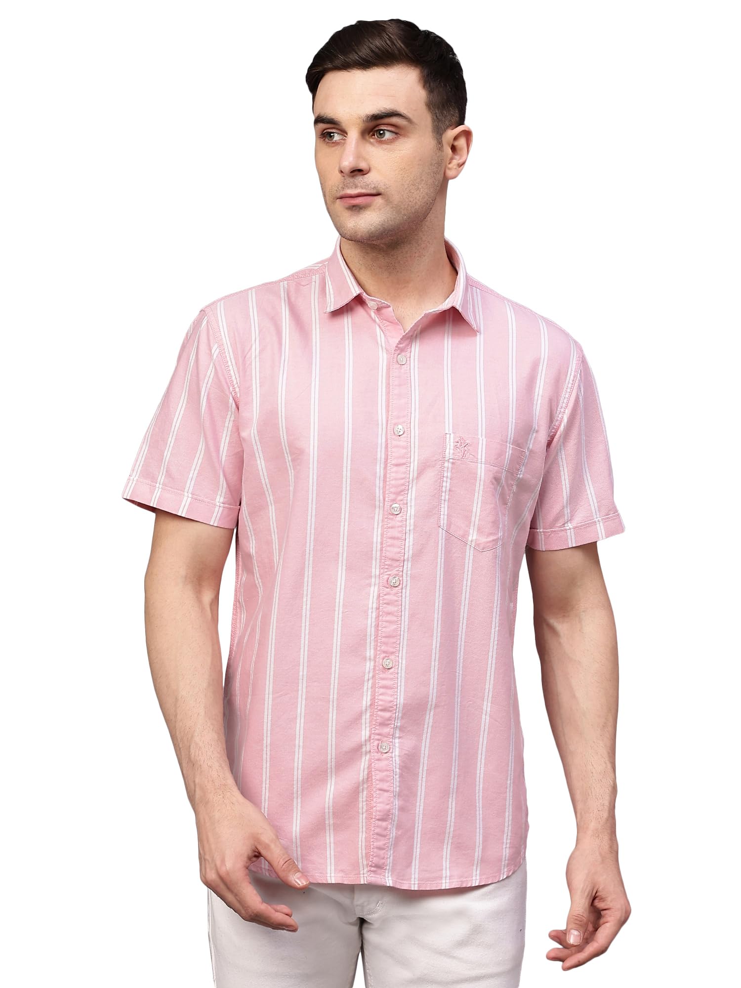 cantabil Stripted Shirt Collar Half Sleeve Regular Fit Casual Shirt for Men with Pocket | Cotton Casual Shirt for Men | Casual Wear Shirts for Men (P_MSHC00810)-picture-49