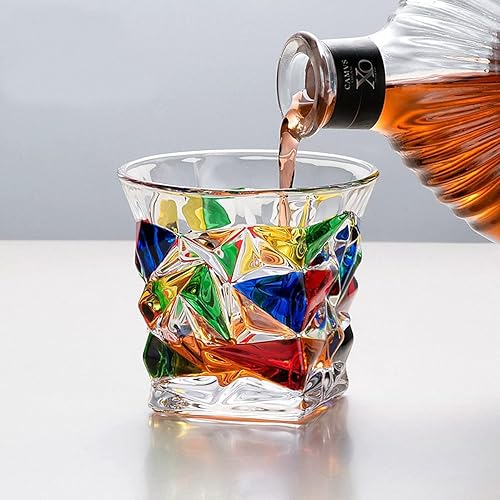 Miniatura 6 de MAGCOLOR Juego de 2 vasos de whisky, sin plomo, con textura glaciar transparente, de 10 onzas, vasos escoceses de primera calidad para beber