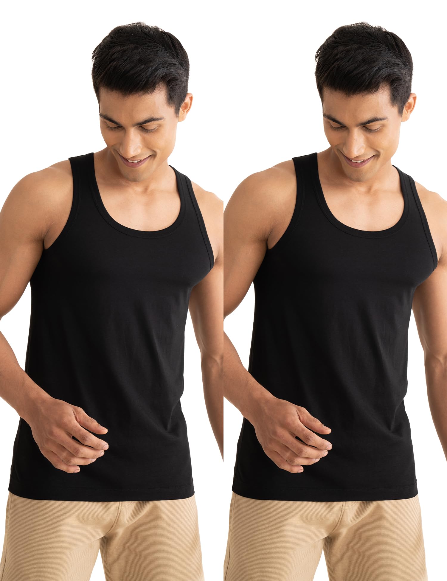 damensch Regular Fit Solid Round Neck Vest Sleeveless Moisture Wicking Anti-Bacterial Anti Odour Soft & Durable Stretchable Cotton Vest for Men-picture-20