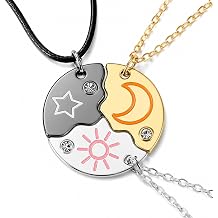 3 Pcs Friendship Necklaces with Sun Star Moon Puzzle Pendant   Trio Matching Friend Gift