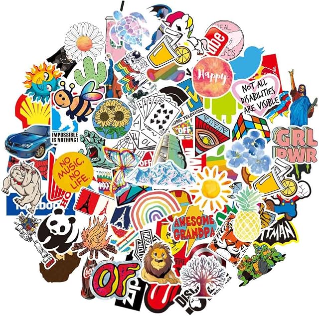 Laptop Stickers Variety Mixed Pack 100pcs for Adults Teens Boys Girls, Cute, Aesthetic, Cool, Vinyl Stickers Decal for Laptop Water Bottle Computer Bike Luggage Car Phone Helmet Skateboard