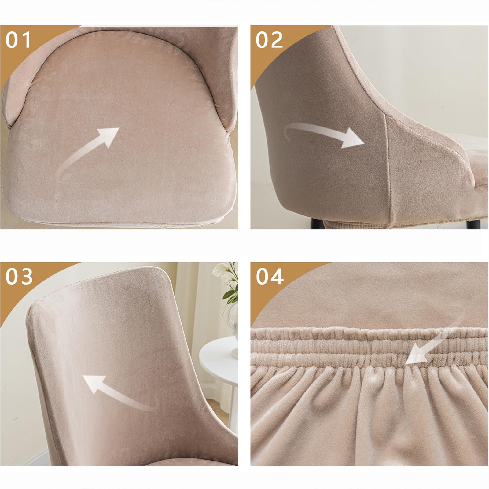 Set di 1/2/4 coprisedia elasticizzati per sedia da ufficio con schienale curvo, antiscivolo, in tessuto elastico, protezione universale e facile da installare