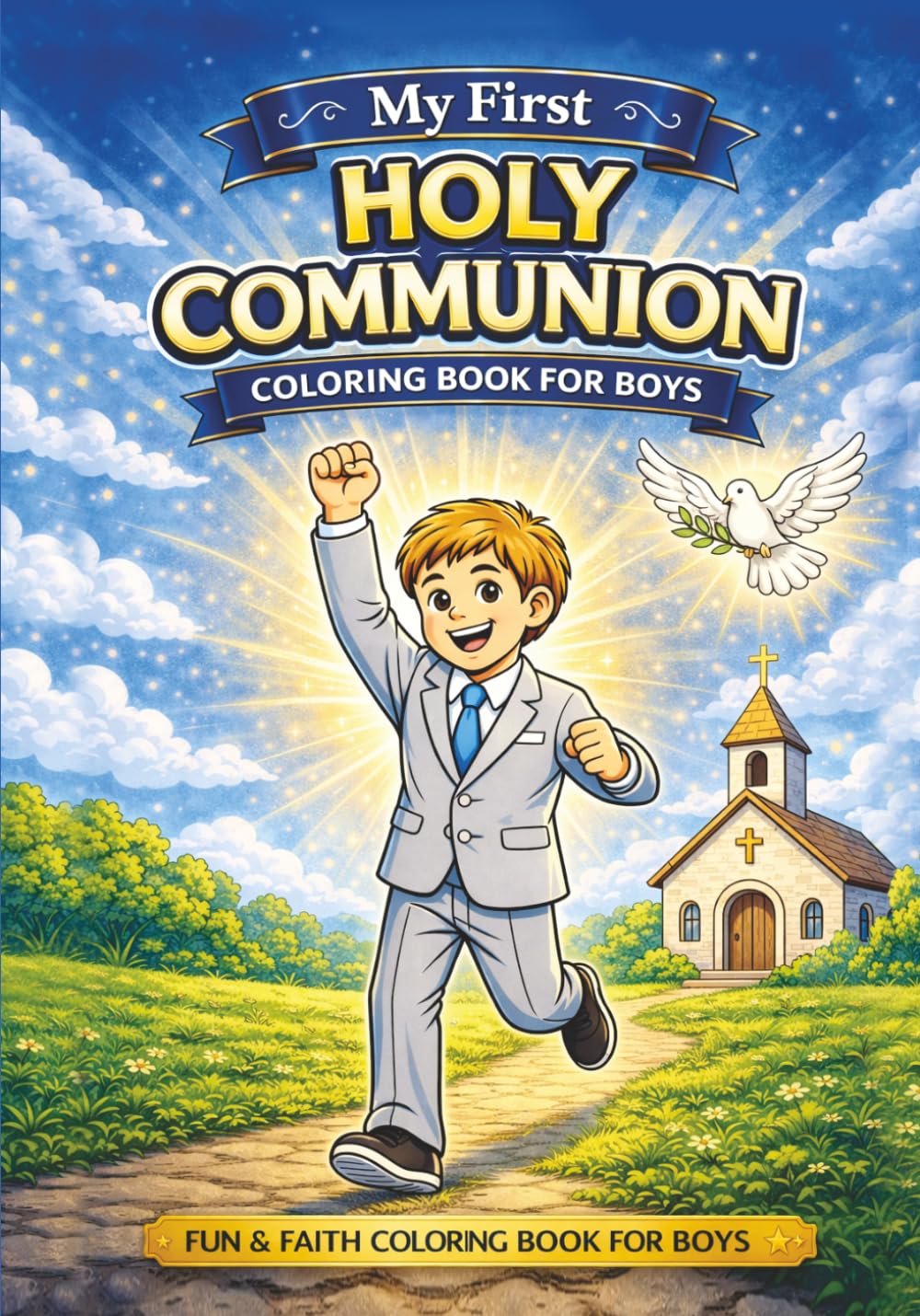 My First Holy Communion Coloring Book for boys: Fun & Faith Coloring Pages for Boys Ages 4–10 – A Special First Communion Gift