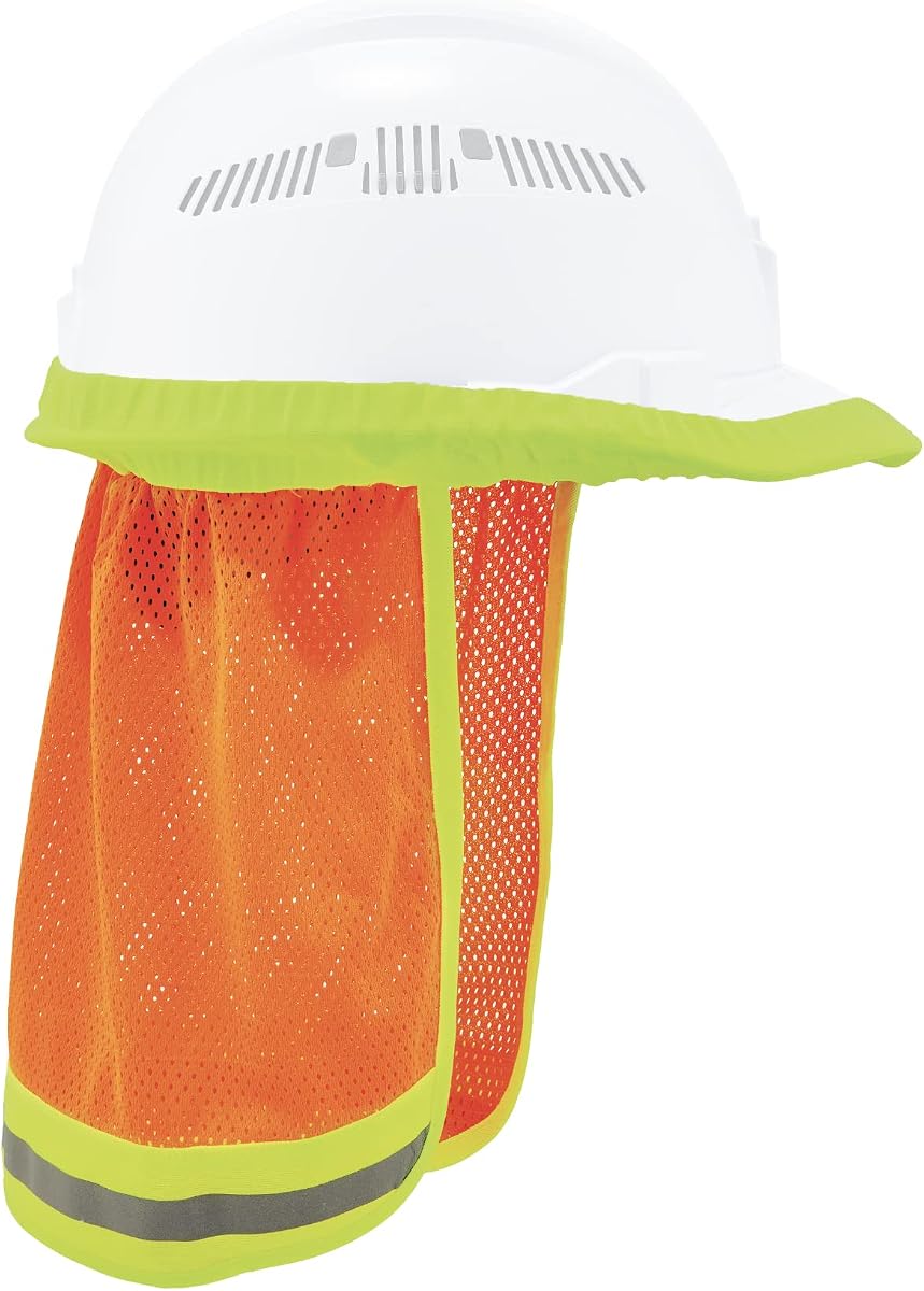 GloWear 8005 High Visibility Reflective Mesh Hard Hat Neck Shade, Orange