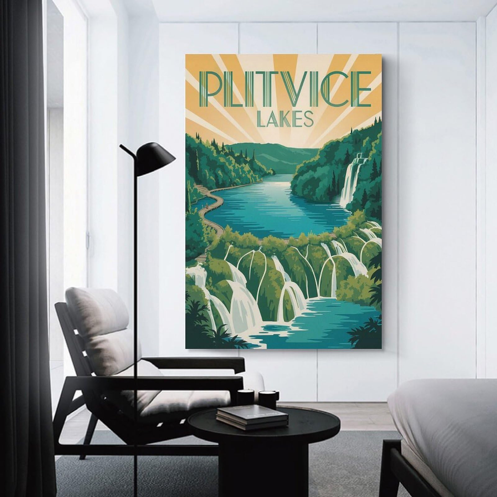 Junmoney Plitvice Lakes Vintage Travel (2) Decorative Wall Artwork, 20x30inch(50x75cm), for Corridors, Hallways Or Apartment Entries, Home Artwork for First Impressions