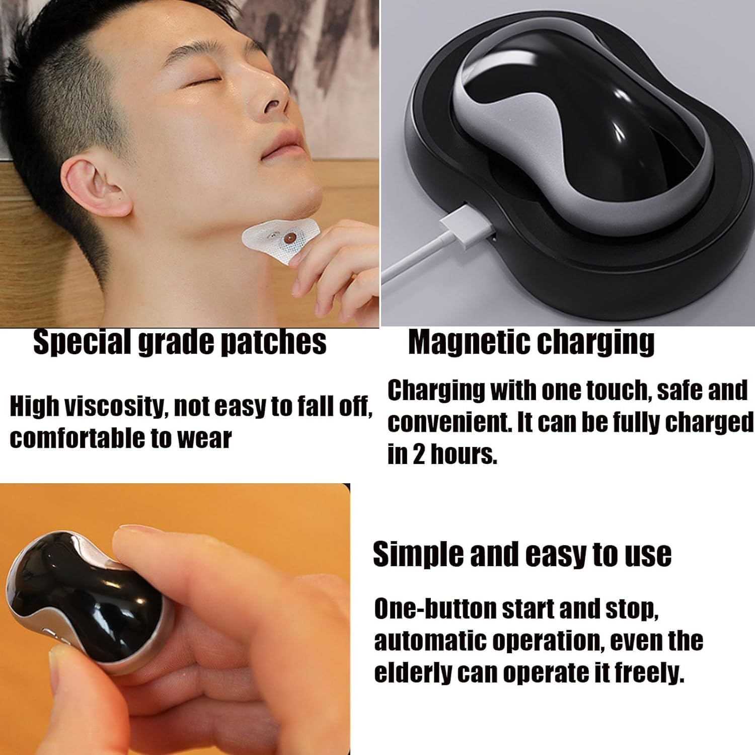 Snortium pro - snortium anti - ronquidos, dispositivos anti - ronquidos efectivos, dispositivos anti - ronquidos inteligentes, soluciones de ronquidos variables eléctricas, ayudas para el sueño,Negro