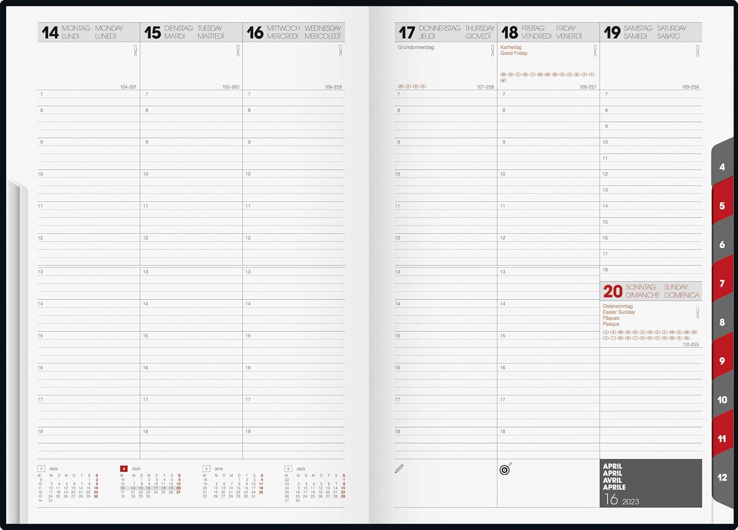 rido/idé Studio Plan Weekly Calendar 2023 Sheet Size 16.8 x 24 cm Blue