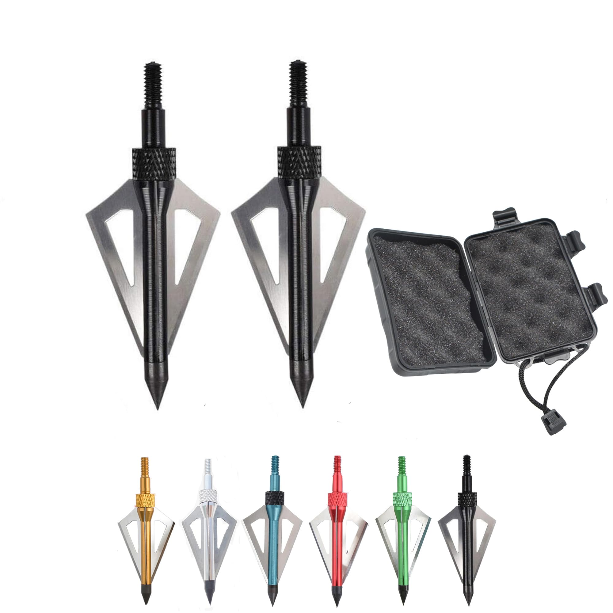 Pointes de Flèches 100 Grain Broadheads Tir à l'arc Conseils avec Boîte Chasse